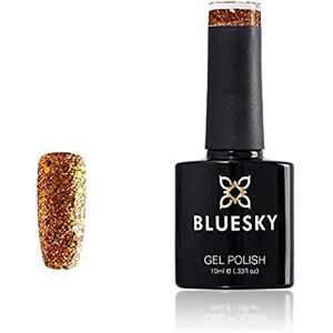 Bluesky Smalto Per Unghie Gel, Bucks Fizz, S18N, Luccichio, Oro, Arancia (Per Lampade Uv E Led) - 10 Ml