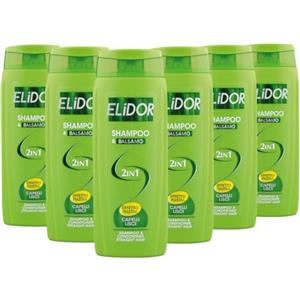 Elidor Shampoo & Balsamo Capelli Lisci 2 in 1 Effetto Piastra 250ml Confezione da 6 Pezzi