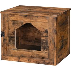 HOOBRO Nido per Gatti, Toilette per Gatti con Sportello, Armadietto per Gatti, Grande Spazio, Struttura in Legno Robusto, Stile Industriale, per Soggiorno Camera da Letto, Marrone Vintage EBF01MW01G1