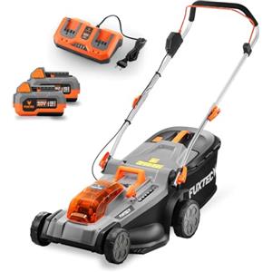 Fuxtec Tagliaerba Elettrico a Batteria FUXTEC E2RM37-40V (2x20V), Larghezza di Taglio 37cm, Altezza Regolabile, Senza Fili - Set con Batteria e Caricabatterie Inclusi