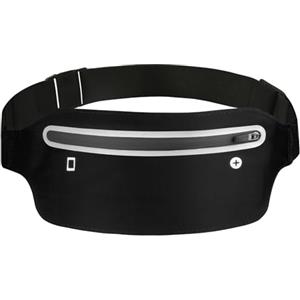AOOSU Cintura Jogging per Sportivo, Cintura da Corsa per Donne e Uomini, Marsupio Running con Catena Singola, per Escursioni, Fitness, Viaggi, Corsa, Pocking, Accessori, Cintura Elastica (Nero)