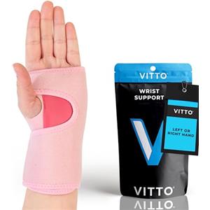 VITTO Tutore Polso - Polsiera per Sollievo dal Dolore per Tunnel Carpale, Slogature, Tendinite e Artrite (Rosa Sinistra, S/M)