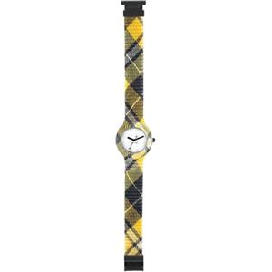 HIP HOP Orologio HWU0375 DONNA TARTAN quadrante CON LOGO BIANCO movimento SOLO TEMPO - 3 LANCETTE QUARZO e CINTURINO SILICONE CON TESSUTO GIALLO