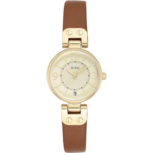 BUREI Orologio da donna di lusso al quarzo con lancette, impermeabile, con cinturino in pelle semplice, squisito orologio da donna, Oro Marrone Oro