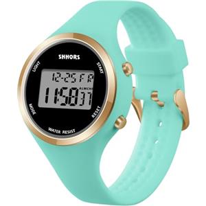 AOOSU Orologio Digitale da Donna, Orologio da Donna con Sveglia, Cinturino in Silicone, Quadrante Luminoso, Visualizzazione Della Data, Adatto per Il Tempo Libero o lo Sport (Verde)
