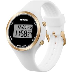 AOOSU Orologio Digitale da Donna, Orologio da Donna con Sveglia, Cinturino in Silicone, Quadrante Luminoso, Visualizzazione Della Data, Adatto per Il Tempo Libero o lo Sport (Bianco)