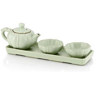 TEA SOUL TeaSoul Set Composto da teiera e Due Tazze in Porcellana RU Verde