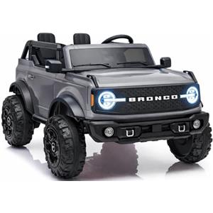 Mondial Toys Nuova Ford Bronco 24V Macchina Elettrica per Bambini 2 Posti con Telecomando - Maxi Fuoristrada con Ruote Off Road, Ammortizzatori, Bluetooth, Luci LED, Carico 60 kg Grigio