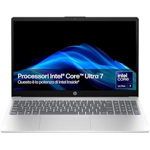 HP Laptop 15-fd2004sl, PC Portatile 15, Display FHD, Notebook, (Intel Core Ultra 7 255U, RAM 24GB, SSD 1TB, Windows 11), Computer Portatile, Uso quotidiano, Tastiera Italiana, QWERTY, Argento