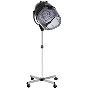 HOMCOM Casco Asciugacapelli 1180W ad Altezza Regolabile, Casco per Capelli con Timer 60 Minuti e Ruote Girevoli, in PP, PC e Acciaio, 65x65x115-165 cm, Nero