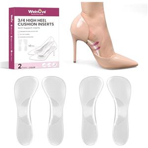 Welnove Arch Support Gel Solette Scarpe da donna - 2 paia di cuscinetti morbidi invisibili 3/4 per alleviare il dolore, inserti per sandali con tacco alto, piedi piatti, fascite plantare