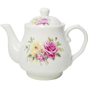 Liang baobao Teiera in porcellana in stile europeo, 400 ml, piccola teiera bianca cinese con fiori, per caffè, tè, acqua, bollitore in ceramica vintage (14 once)
