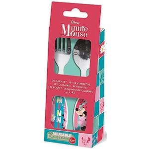 TataWay in viaggio si cresce Tataway Disney Set 2 posate rosa per bambine in acciaio inossidabile Minnie con punte arrotondate