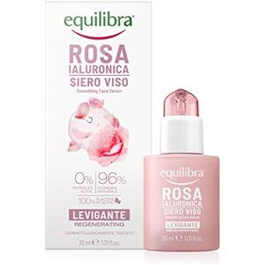 Equilibra, Rosa Ialuronica Siero Viso Levigante, con Estratto di Rosa Damascena, Acido Ialuronico e Ceramidi Vegetale, Leviga la Pelle del Viso lasciandola Fresca e Radiosa, 30 ml