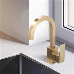 iVIGA Rubinetto da Cucina, Rubinetto Miscelatore Girevole a 360° in Acciaio Inox ad Alta Pressione per Cucina Camper Bagno oro