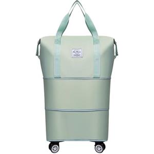 Generic Valigie con ruote, espandibile, pieghevole, borsa da viaggio rimovibile con ruote, grande borsone da viaggio (verde, taglia unica)