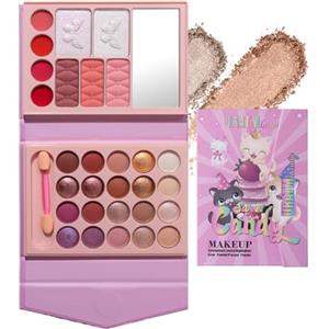 CHSEEO Trousse Trucchi Donna, Trucchi Bambina Palette di Ombretti per Trucco, Palette di Ombretti Tutto in Uno Tavolozza Completo Valigetta con Ombretto, Gloss, Rossetti e Polveri Viso