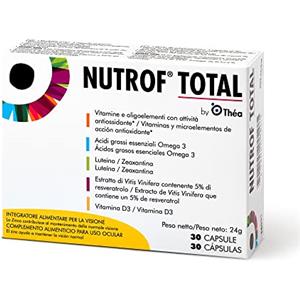 THEA PHARMA Théa Nutrof Total - Integratore Alimentare per la Visione a Base di Vitamine, Acidi Grassi Essenziali (omega 3), Pigmenti Maculari e Resveratrolo