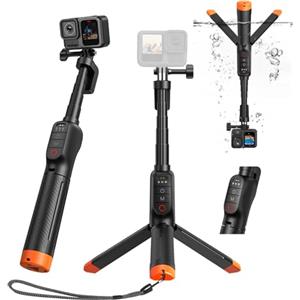 AuyKoo Manico galleggiante Selfie Stick Treppiede Impermeabile Estensibile Selfie Monopiede Maniglia con Telecomando Bluetooth per Go Pro Hero13 Black, Hero 12 11 10 9 8 Black Action Camera