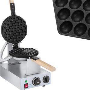Royal Catering Piastra per Waffel Macchina per Waffle Piastra per Gaufre Cialde Esagonali RCWM-1400-B (1.415 W, A nido d'api, Acciaio inox/alluminio, Manici in legno, Temperatura 50-250 °C