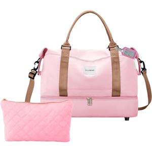 OnlyPRIME Borsa Parto e Viaggio 40x20x30, Bagaglio a Mano- Borsone Donna Oxford Impermeabile per Ospedale Mamma e Neonato, Palestra, con Scomparti, Porta Scarpe e Porta USB (Necessaire rosa)
