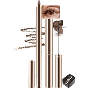 Lestpola Braun Mascara & Soft Gel Eyeliner per donne mature oltre i 60 anni, spazzola ultra fine, mascara volume e lunghezza, impermeabile, durevole, resistente alle sbavature, ipoallergenico, set di trucco