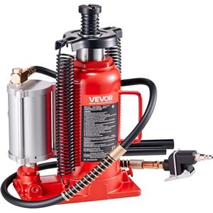VEVOR Cric a Bottiglia Pneumatico Idraulico da 20 Tonnellate Intervallo di Sollevamento da 260 a 495 mm, Martinetto a Bottiglia Pneumatico Manuale con Pompa per Auto, Camion, SUV