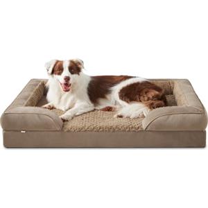 JOEJOY Cuccia Cane Interno Taglia Grande, Cuscino Cane Impermeabile Sfoderabile e Lavabile, struttura a nido d'ape con tre Lati Rialzati Ortopedico, Cuccia Divano per Cani, Marrone