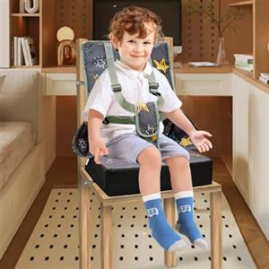 Eyoulife Rialzo Sedia per Bambini Fibbie a 5 Punti, Crialzo Sedia Bambini da Tavolo Rimovibile con Fondo Antiscivolo, Fibbia di Sicurezza Regolabile per Cucina Ristorante