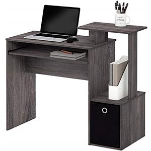 BAKAJI Scrivania con Cassetto in Tessuto Ripiano Superiore libreria e Portatastiera Estraibile Tavolo da Lavoro Porta PC Computer in Legno MDF Arredamento Casa Ufficio Cameretta (Grigio)