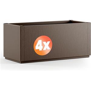 Casaria® 4x Fioriera da Esterno Ethica in Plastica 80L 80x36x35cm Base Drenante Fioriere da Giardino Vaso Grade per Fiori Vasi per Piante Rettangolari