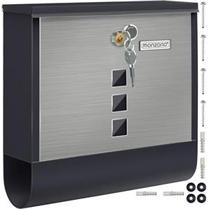 MONZANA® Cassetta Postale da Esterno 31x10x34 cm 2 Chiavi Targhetta Nome Cassette Lettere Box Posta da Muro Post Box Buca Portalettere Portagiornale