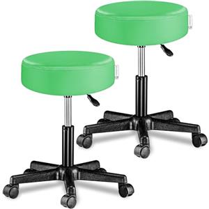 Casaria® 2x Sgabello con Ruote Regolabile 46-60 cm in Similpelle Seduta Imbottita Sedia Girevole Sgabelli con Rotelle Sgabello Sgabello Trucco