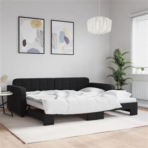 Djeka Divano Letto con Letto Estraibile, Sofa Bed, Matrimoniale, Nero 90x200 cm in Velluto