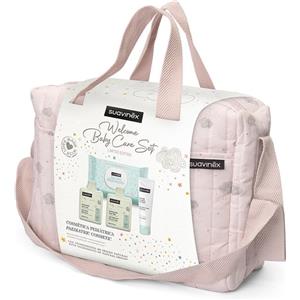 Suavinex Borsa Cosmetica Rosa con Gel Detergente, Latte Idratante e Pomata Cambio per Bambini