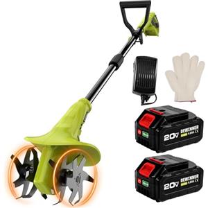 DEWINNER Motozappa elettrica da 20 V, batteria da 280 giri/min, con 2 batterie da 4,0 Ah e caricabatterie, larghezza di lavoro 20 cm, profondità 8 cm, per Giardini e Cortili