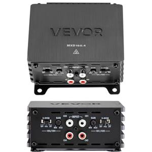 VEVOR Amplificatore Audio per Auto a 4 Canali Amplificatore a Ponte di Classe D max. 4x110 W a 4 Ohm/4x160 W a 2 Ohm, Tensione Nominale 14,4V CC Larghezza di Banda 10 Hz-30 kHz per Veicoli SUV