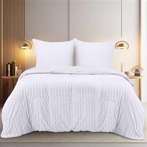 Utopia Bedding Seersucker Copripiumino Matrimoniale 240x260 - Microfibra Copripiumino 240x260cm + Federe 65x65cm - Bianco