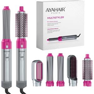 AyaHair - Spazzola soffiante 5 in 1 MultiStyler Pro (ricciolo Coanda, asciugacapelli, spazzola lisciante, rotonda volumizzante, concentratore) - Air Styler Leggero senza Calore Extreme (viola)
