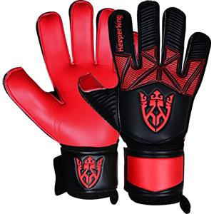 Keeperking - Guanti da portiere per bambini, ragazzi e adulti, senza salva-dita, 4 mm (8, B, oro)