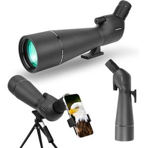 BOSSDUN Cannocchiale, cannocchiale da caccia per il tiro al bersaglio, telescopio impermeabile con treppiede con prisma BAK4, adattatore per telefono, borsa per il trasporto (80b)
