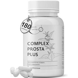 Nature spring Prosta Plus Complex - 180 Capsule Prostata ad Alta Dose - Formula Completa con Palma Nana (Saw Palmetto), Semi di Zucca e Radice di Ortica con Zinco, Vitamina E e Selenio - Integratore Prostata Testat