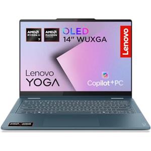 Lenovo Yoga 7 (2 in 1) Notebook Copilot+ PC Convertibile Touch 14" OLED WUXGA (1920x1200), AMD Ryzen AI 7 350, RAM 16 GB, 512 GB, 60 Hz, Windows 11 Home, WiFi 7 - Tidal Teal