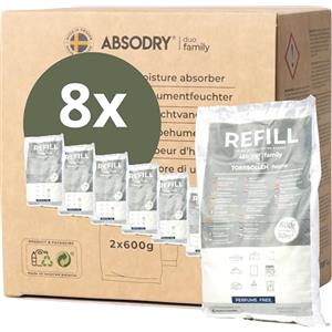 ABSODRY duo family AbsoDry - Ricarica deumidificatore 8x600g - Compatibilità universale - Previene odori e trattiene l'umidità - Sali anti umidità per deumidificatore - Ricarica sali assorbi umidità