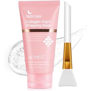 PLOBRT Maschera Collagene Viso, Collagen Night Wrapping Mask, Deep Hydration Care - Maschera Viso Peel-off per una Pelle Luminosa
