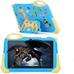 C idea Kids Tablet Android 7 per bambini, 4 (2+2) GB di RAM + 32 GB di ROM + 512 GB espandibile, schermo IPS 1024 x 600, iWawa preinstallato, Bluetooth, Wi-FI (blu)