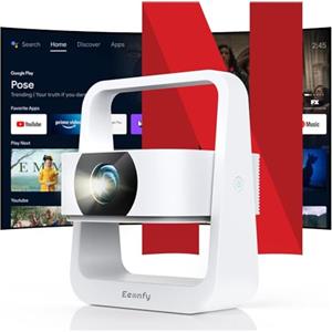 Eeenfy [App Integrata] Eeenfy Venus V1 Pro Proiettore Android Portatile con 500ANSI, 1080P, E-Focus/Keystone, Proiettori WiFi Bluetooth, Videoproiettore 4K per Home Cinema, Bianco