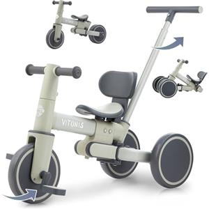 VITONIS Bicicletta senza pedali da 1 anno, triciclo 5 in 1 con barra di spinta per bambini, bicicletta senza pedali per bambini piccoli, regalo per bambini e bambine