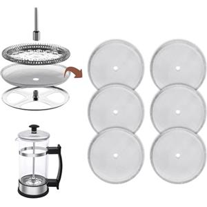 HOTUT Filtro per pressa da caffè, 6 pezzi, filtro di ricambio per French Press, riutilizzabile, universale, per macchine da caffè, 1 l