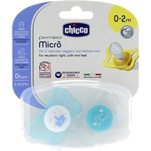 Chicco Physio Micrò Succhietto Azzurro in silicone 0-2 mesi 2 pezzi